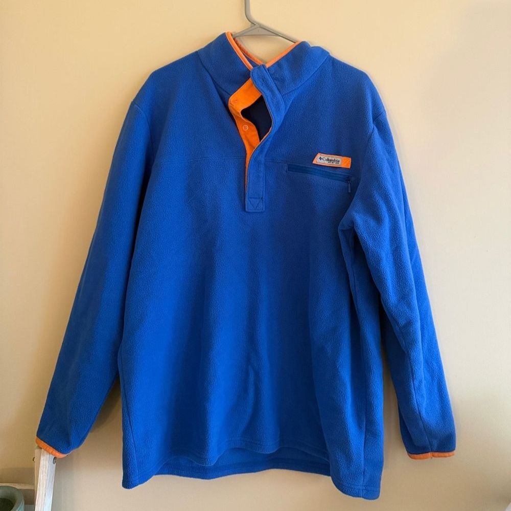 Columbia PFG Performance Fishing Gear Snap Neck Fleece Jacket Quarter Snap UF FL